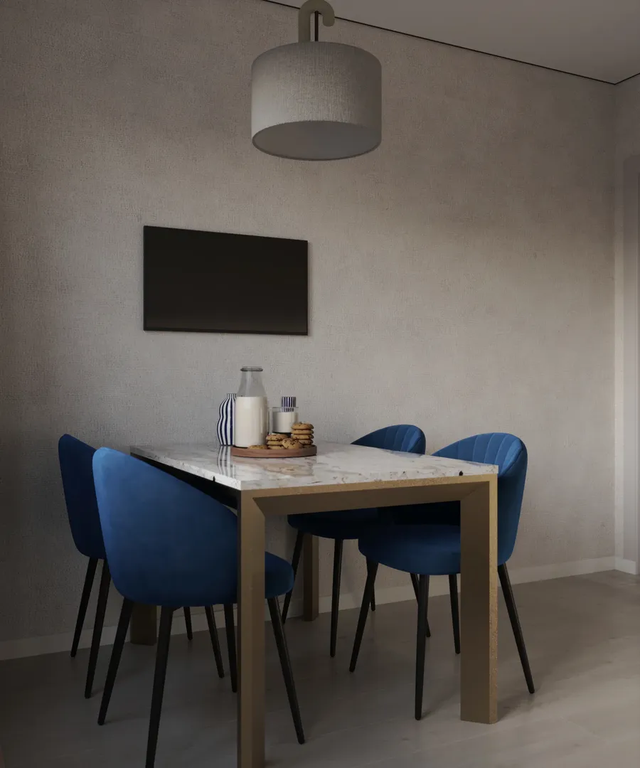 Дизайн ванной комнаты в современном стиле с отделкой под мрамор в квартире 54 м²